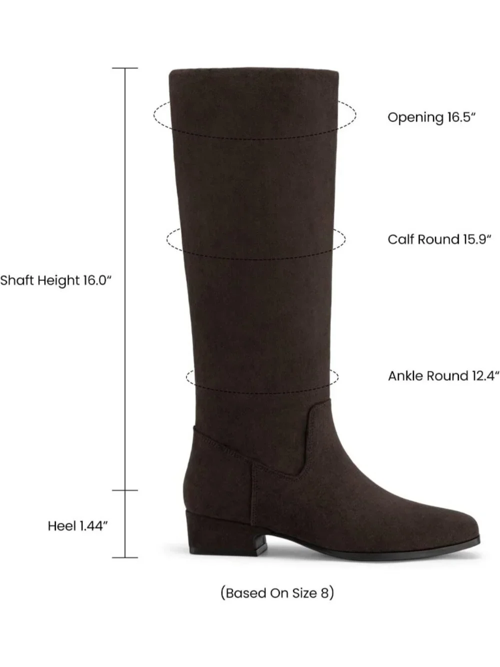 Women's Chocolate Faux Suede Flat Chunky Low Heel Stretchy Shaft Knee High Boots